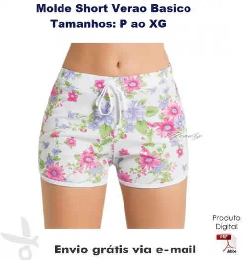 Molde Modelagem Short Verao Basico lindo P ao XG ref 28