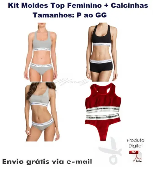 Molde Modelagem Top + 4 Modelos Calcinha Com Elastico ref 82