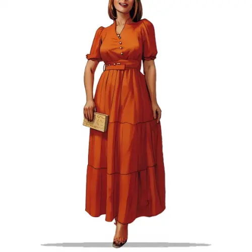Molde Modelagem Vestido Babados e Decote com Botoes Pp - Xxg