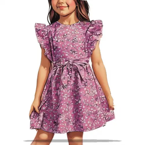 Molde Modelagem Vestido Inf com Babado na Manga 2 a 14 Anos