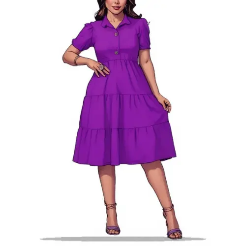 Molde Modelagem Vestido Manga Curta 3 Marias com Gola P - Gg