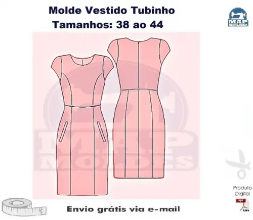 Molde Modelagem Vestido Tubinho Com Recortes em PDF