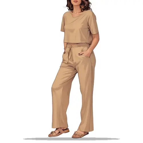 Molde para Costura em pdf Calça Pantalona e Blusa Curta P-gg