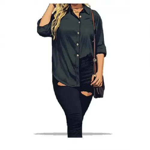 Molde para Costura em pdf Camisa Feminina com Botoes P - Xxg