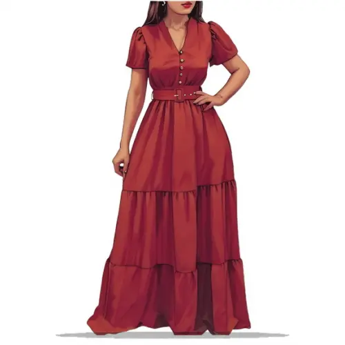 Molde para Costura em pdf de Vestido Decote Botoes Pp ao Xxg