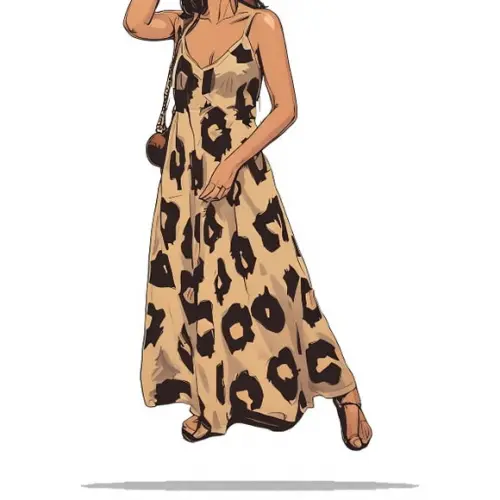 Molde para Costura em pdf de Vestido Alças Longo Evasê P-gg