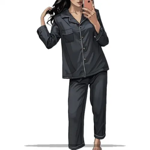 Molde para Costura em pdf Pijama Fem Longo Cetim do P ao Gg