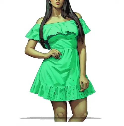 Molde para Costura em pdf Vestido com Babado Ombro 36 ao 44