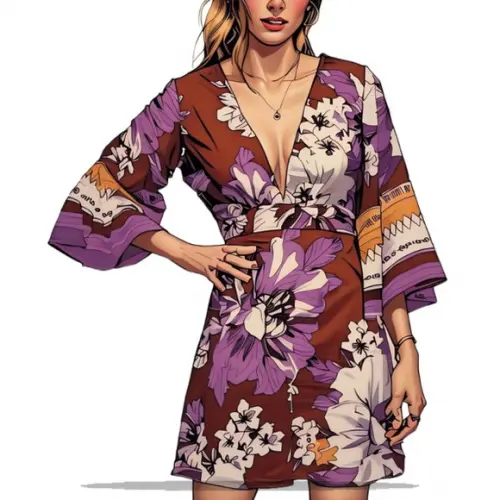 Molde para Costura em pdf Vestido Fem Decote Xale P ao Gg