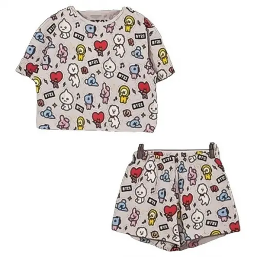 Molde Pijama Infantil Cropped Manga Curta e Short 2 ao 14