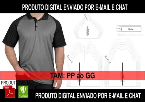 Molde Polo Raglan Masculina + Gabarito