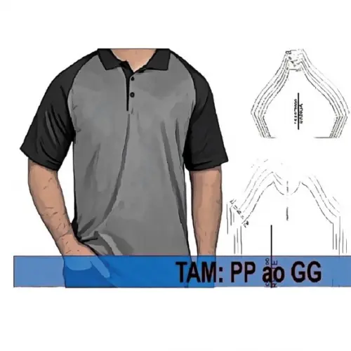 Molde Polo Raglan Masculina