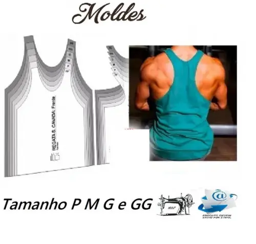Molde Regata Cavada Masculina em Corel e pdf Por Email
