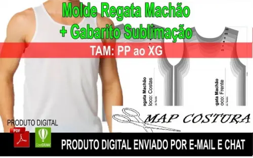 Molde Regata Machão + Gabarito Sublimação