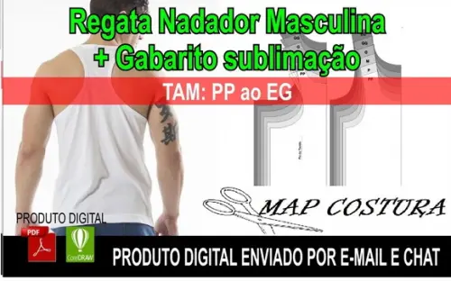 Molde Regata Nadador Masculina + Gab Sublimação