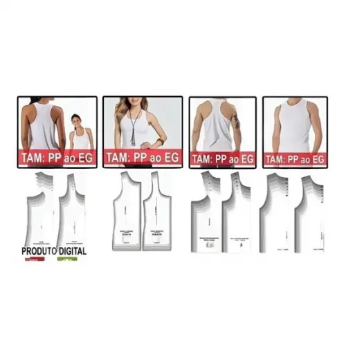 Molde Regatas Tradicional Nadador Feminino e Masculino