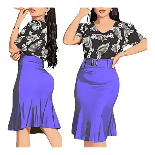 Molde Saia com Nesgas + Blusa Decote V P ao Gg
