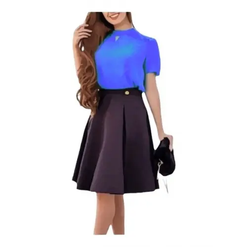 Molde Saia com Pregas e Blusa Gola Alta P ao Gg