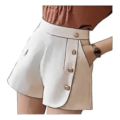 Molde Short Fem Cintura Alta Botão Lateral P ao Gg