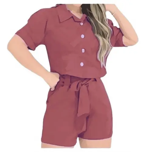 Molde Short e Cropped Botão Alfaiataria Fem P ao Gg