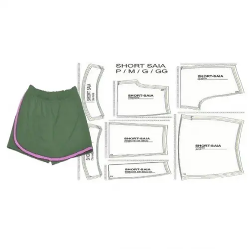Molde Short Saia Fitness P ao Gg