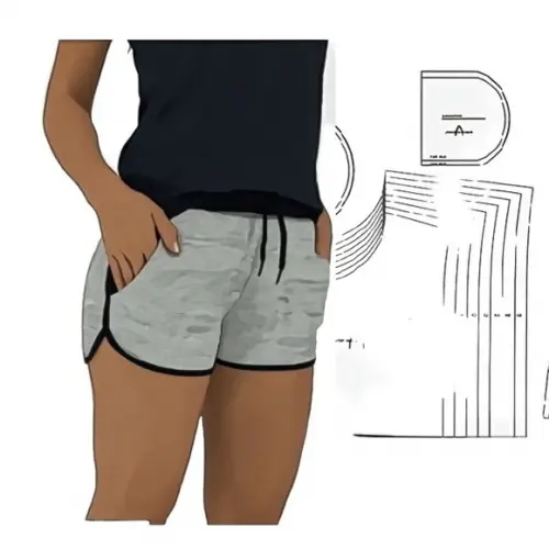 Molde Shorts Surf Feminino - Boleado e Reto