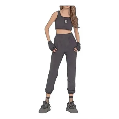 Molde Top Cropped Regata e Calça Jogger Infantil