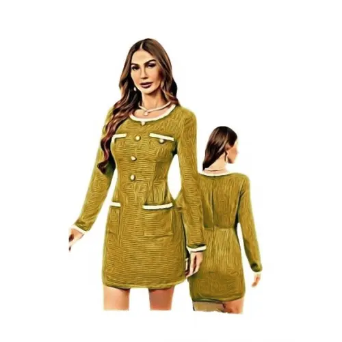 Molde Vestido Adulto Bolsos Manga Longa do P ao Xxg