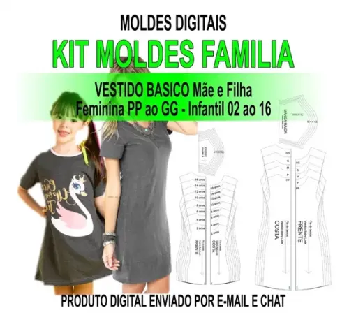Molde Vestido Basico Mãe e Filha