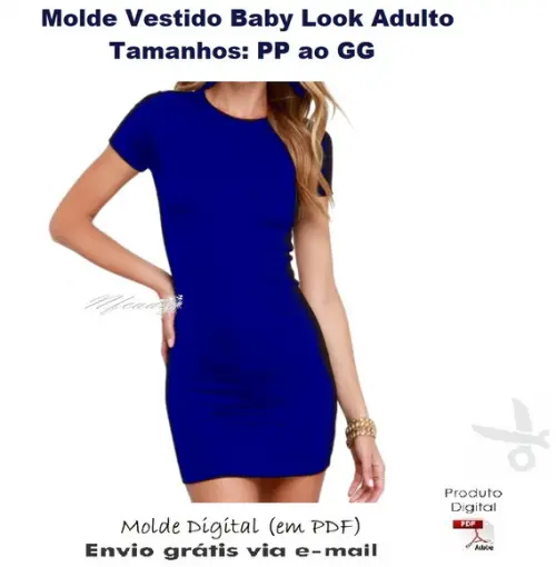 Molde Vestido Baby Look Adulto (PP ao GG) #323