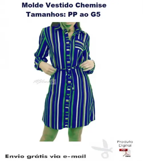Molde Vestido Chemise Pp A G5 #268