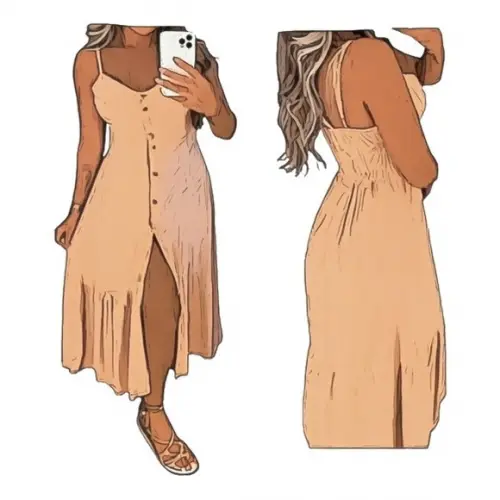 Molde Vestido de Alças com Botão Abertura Frontal P ao Gg