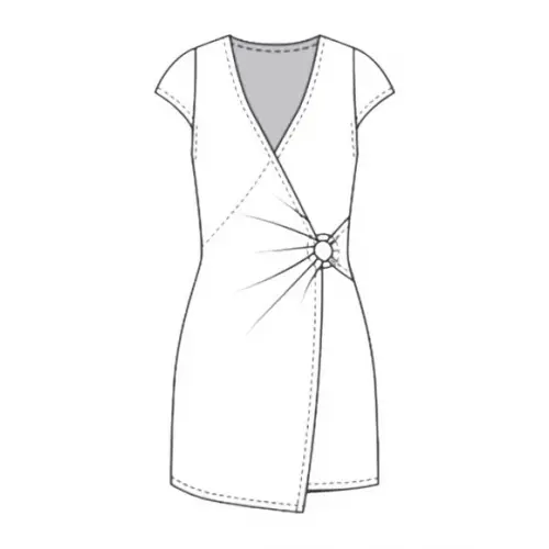 Molde Vestido Envelope com Amarração Lateral P ao Gg