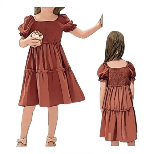 Molde Vestido Infantil Manga Bufante 2 ao 12