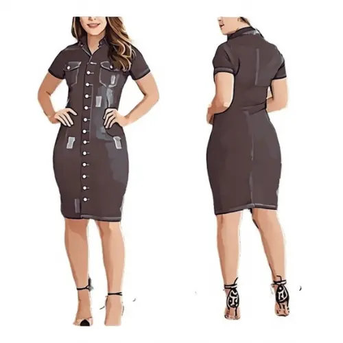 Molde Vestido Jeans m Curta com Botão Chemise P ao Gg