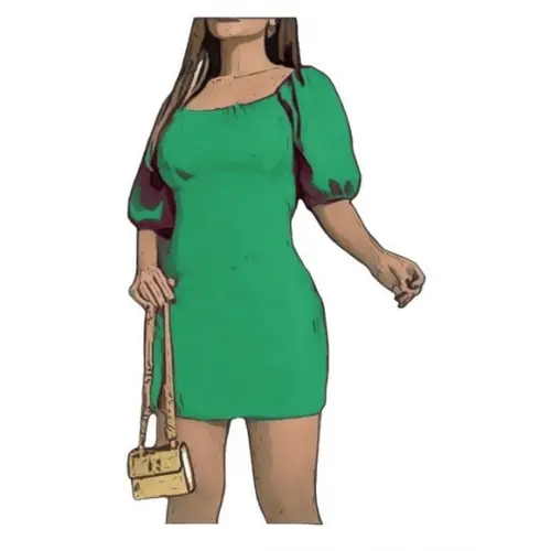 Molde Vestido Manga Bufante Decote Quadrado P ao Gg