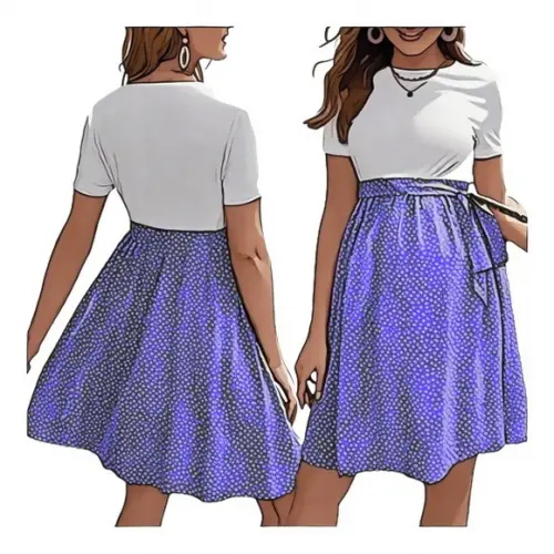Molde Vestido Manga Curta Gestante com Faixa P ao Gg