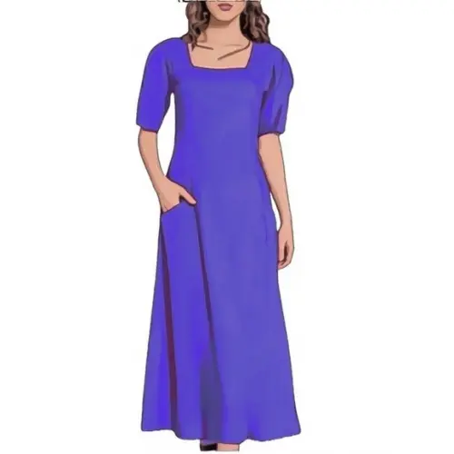 Molde Vestido Midi Evase Decote Quadrado P ao Gg