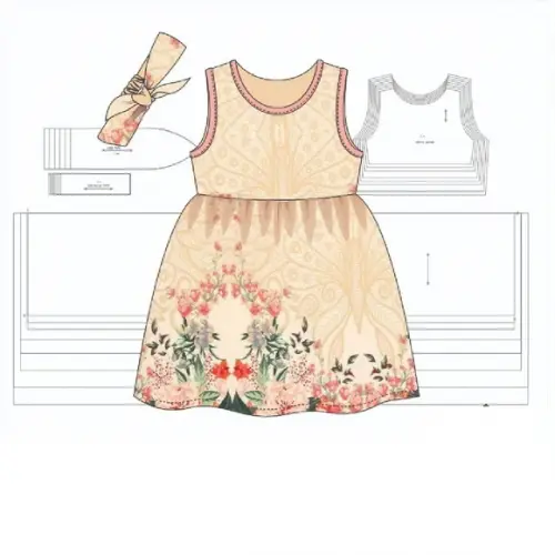 Moldes Digital - Vestido de Malha Infantil com Viés