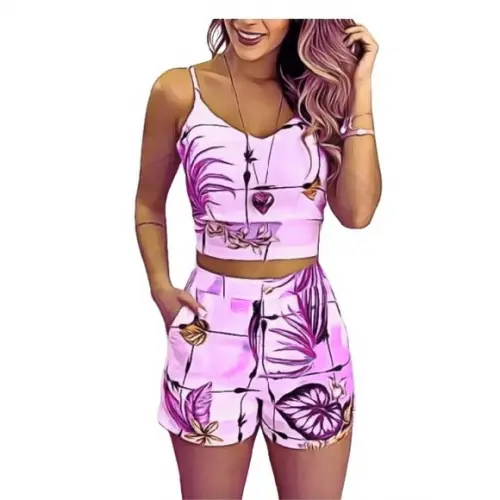 Moldes Digital Conjunto Feminino Verão Top Cropped Short