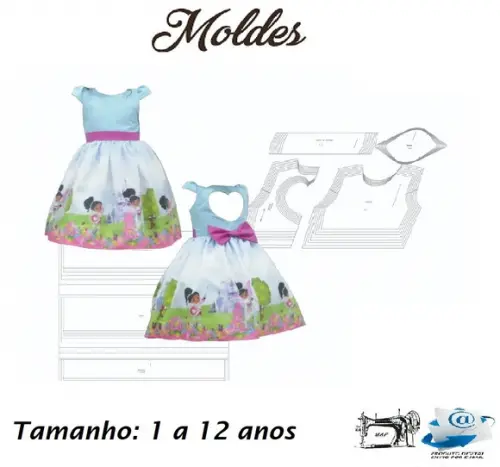 Moldes Digital de Vestido Costas Coração Infantil