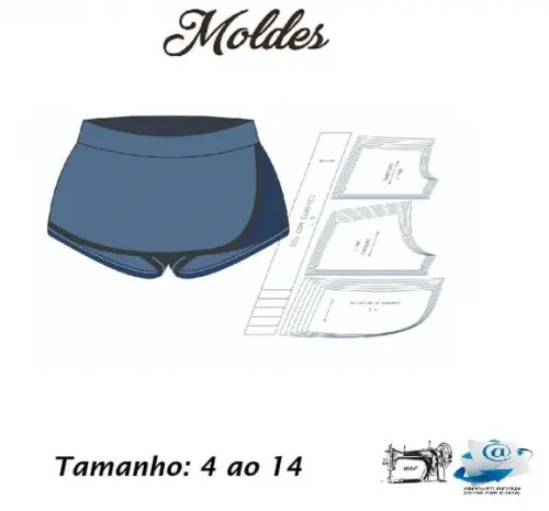 Moldes Digital de Short Saia Infantil Envio Rápido P E-mail