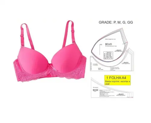 Moldes Modelagem Sutiã em Renda e Lycra Lingerie