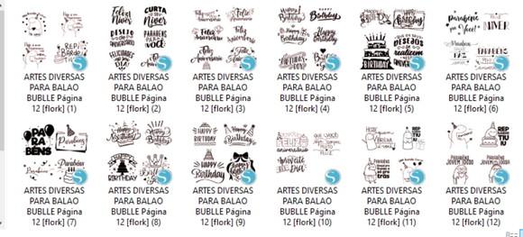 Kit 47 Artes para Balão Bubble - Arquivo Digital