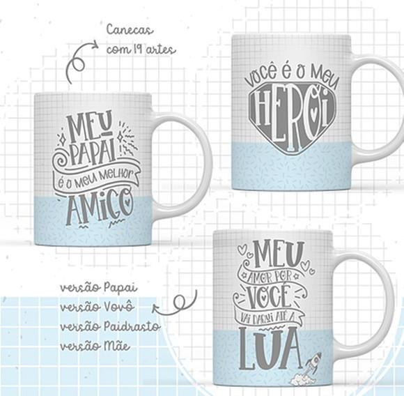 Arquivo digital kit 19 artes para canecas Dia dos Pais *PNG*