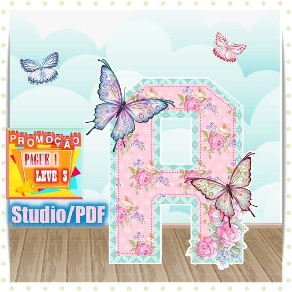 Arquivo de corte Alfabeto 3D Jardim das Borboleta Studio/PDF