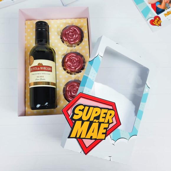 Arquivo de corte caixa Mini Vinho e 3 doces - Dia das Mães