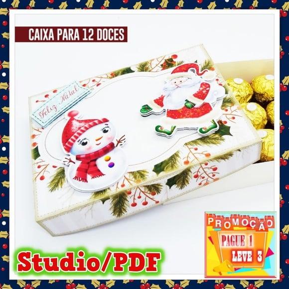 Arquivo de corte caixa para 12 doces Natal