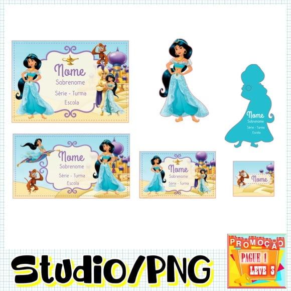 Arquivo Etiqueta Escolar Aladin e Jasmine