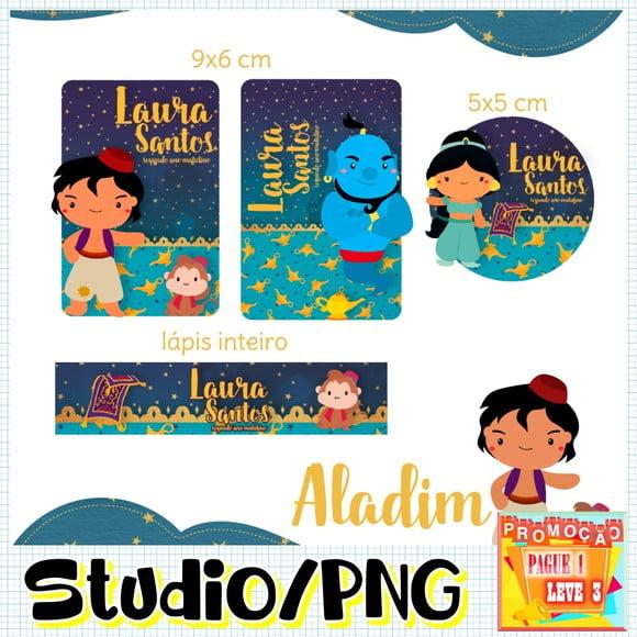 Arquivo Etiqueta Escolar Aladin e Jasmine